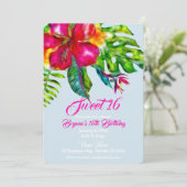 明るい熱帯フローラハイビスカス&離れズスウィート16 招待状 (スタンド正面)
