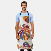 明るい熱帯フローラハンドドロー エプロン (着用した状態)