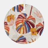 明るい熱帯フローラハンドドロー ガラスオーナメント (裏面)