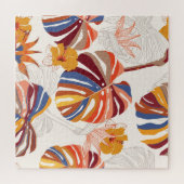 明るい熱帯フローラハンドドロー ジグソーパズル (横)