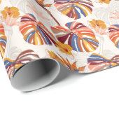 明るい熱帯フローラハンドドロー ラッピングペーパー (ロールコーナー)
