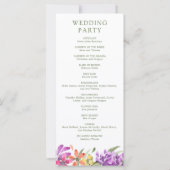 明るい熱帯フローラ抽象芸術結婚式 プログラム (裏面)