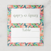 明るい熱帯フローラ植物結婚披露宴 プレイスカード (外部開封)