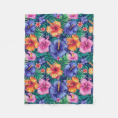 明るい熱帯フローラ フリースブランケット (正面)