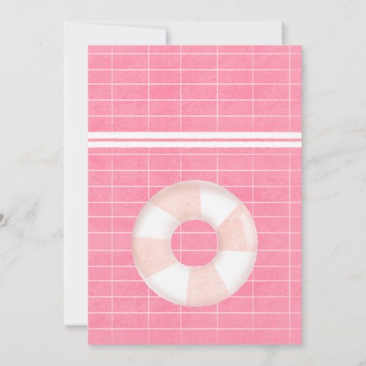 明るい熱帯プールパーティーピンクブルースウィート16 招待状 (裏面)