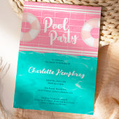 明るい熱帯プールパーティーピンクブルースウィート16 招待状