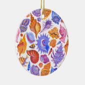 明るい熱帯性の貝殻、手書きのパターン セラミックオーナメント (右)