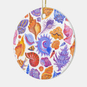 明るい熱帯性の貝殻、手書きのパターン セラミックオーナメント (左)