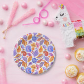 明るい熱帯性の貝殻、手書きのパターン ペーパープレート (パーティー)