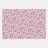 明るい熱帯性の貝殻、手書きのパターン ラッピングペーパーシート (正面)