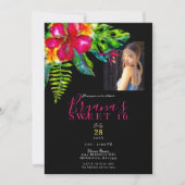 明るい熱帯性ハイビスカスカラーポップ甘い16パーティー 招待状 (正面)