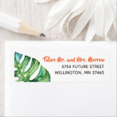 明るい熱帯水色の花の差出人住所 ラベル (インサイチュ)