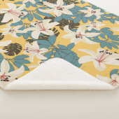 明るい熱帯葉のユリ模様 シェルパブランケット (3/4)