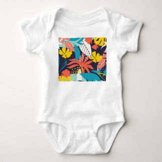 明るい熱帯葉産の暗色 ベビーボディスーツ