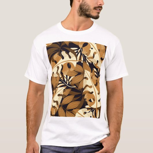 明るい熱帯葉産の暗色 Tシャツ (正面)