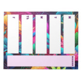 明るい熱帯週間カレンダーメモ帳(垂直) ノートパッド (正面)