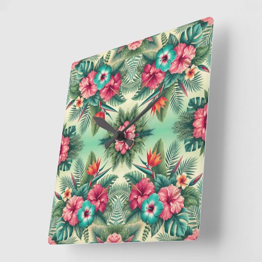 明るい熱帯 スクエア壁時計 (傾斜)