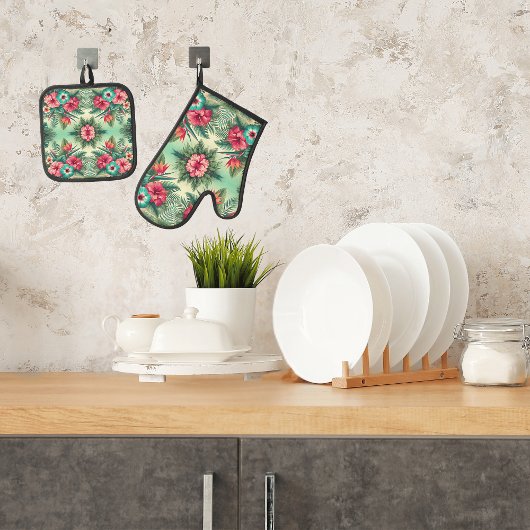 明るい熱帯 鍋つかみ&鍋敷きセット