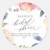 明るい牡丹の好意ブライダルシャワー ラウンドシール (正面)