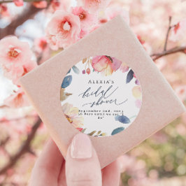 明るい牡丹の好意ブライダルシャワー ラウンドシール