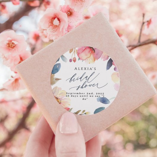 明るい牡丹の好意ブライダルシャワー ラウンドシール