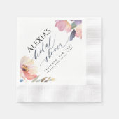 明るい牡丹シャワーナプキンデザイン 縁ありカクテルナプキン (正面)