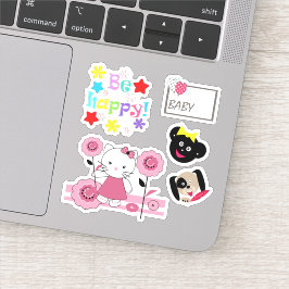 明るい犬のベビーおもしろい花cartoon kittern cat cu シール