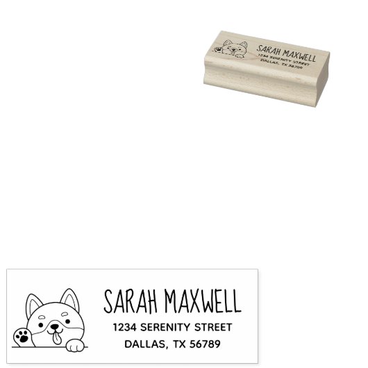 明るい犬の柴犬ペットアドレス ラバースタンプ (押印)