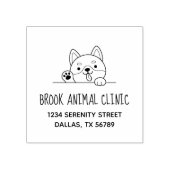 明るい犬獣医の動物クリニックの住所 ラバースタンプ (インプリント)