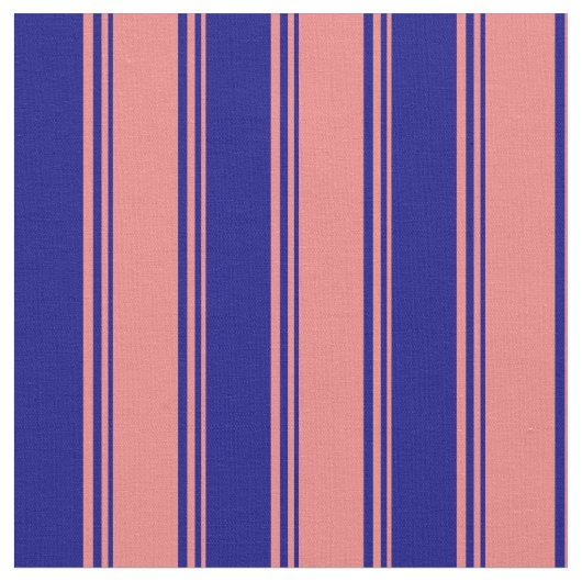 明るい珊瑚色と青い色の線 ファブリック (クローズアップ)