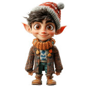 明るい男の子クリスマス小妖精や小人ホワイトギフトラベル ギフトタグ