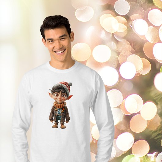 明るい男の子クリスマス小妖精や小人メンズティー Tシャツ