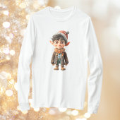 明るい男の子クリスマス小妖精や小人メンズティー Tシャツ