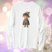 明るい男の子クリスマス小妖精や小人女子ティー Tシャツ