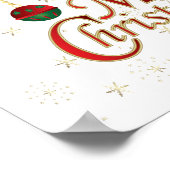 明るい白いメリークリスマス ポスター (角)