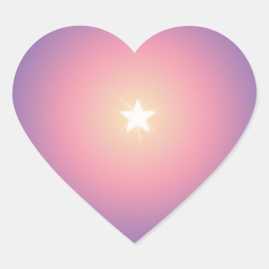 明るい白い星のステッカー ハートシール (正面)