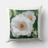 明るい白い牡丹の装飾用クッション。 クッション (裏面)