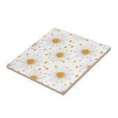 明るい白のデイジーと黄色の中心 タイル (側面)