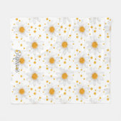 明るい白のデイジーと黄色の中心 フリースブランケット (正面(横))