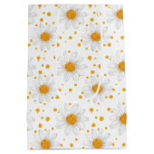 明るい白のデイジーと黄色の中心 ミディアムペーパーバッグ (裏面)