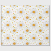 明るい白のデイジーと黄色の中心 ラッピングペーパー (フラット)