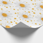 明るい白のデイジーと黄色の中心 ラッピングペーパー (角)