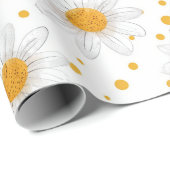 明るい白のデイジーと黄色の中心 ラッピングペーパー (ロールコーナー)