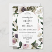 明るい白の上の白いアネモン結婚ズ 招待状 (正面)