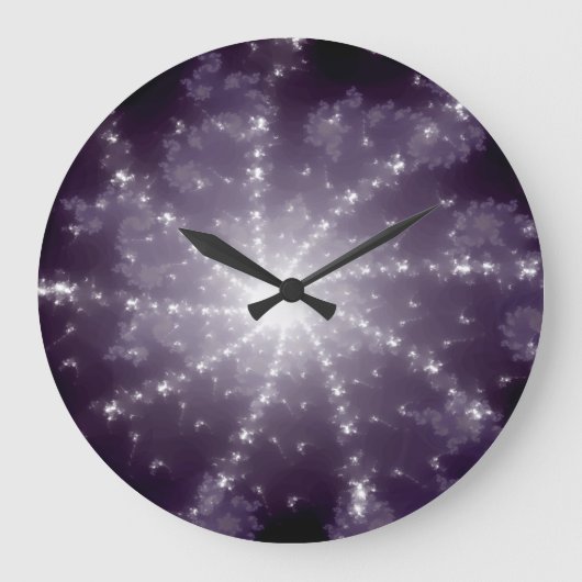 明るい白の光が渦巻き数字なし ラージ壁時計 (正面)