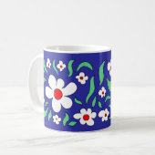 明るい白の野生のバラの花マグ コーヒーマグカップ (正面左)