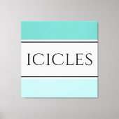 明るい白クールティール(緑がかった色)極青のストライプ氷柱 キャンバスプリント (正面)