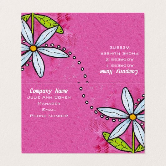 明るい白デイジー離れ緑色ドット 名刺 (外部フラット)