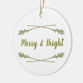 明るい白及び金ゴールドMerry& セラミックオーナメント (左)