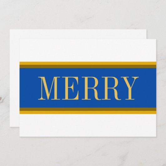 明るい白王室の青メリークリスマスストライプ シーズンカード (正面/裏面)